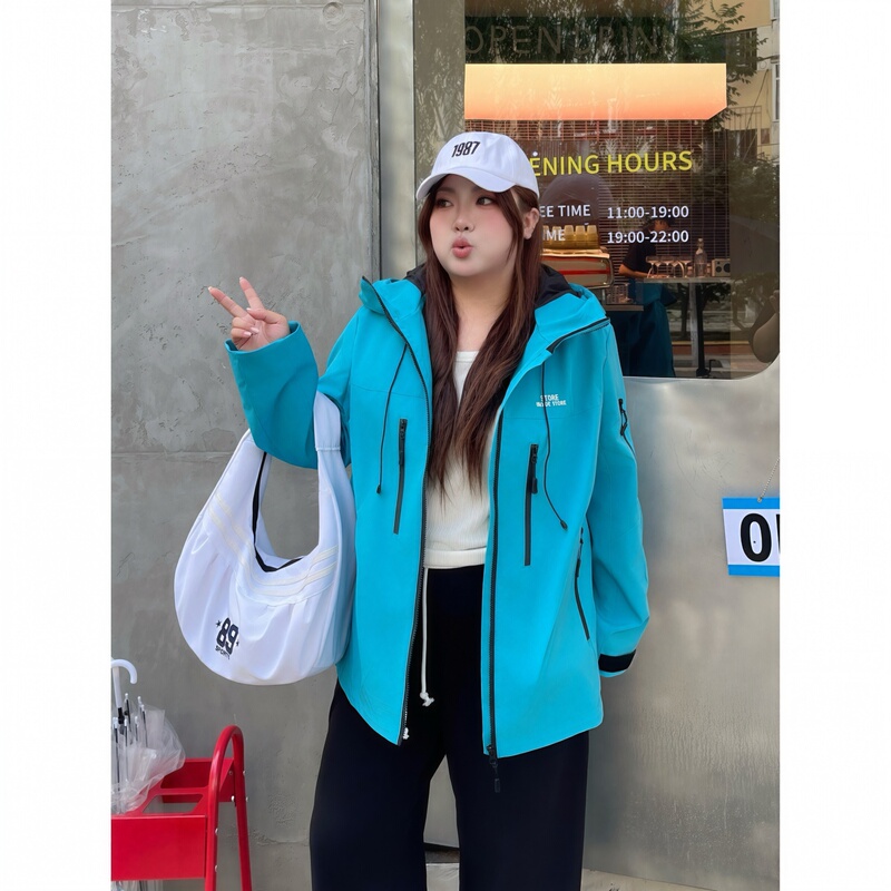 Huaqi Plus Size Women's Autumn Fashion Outdoor Sports Jacket Versatile Pear-Shaped Body Jacket 18721C