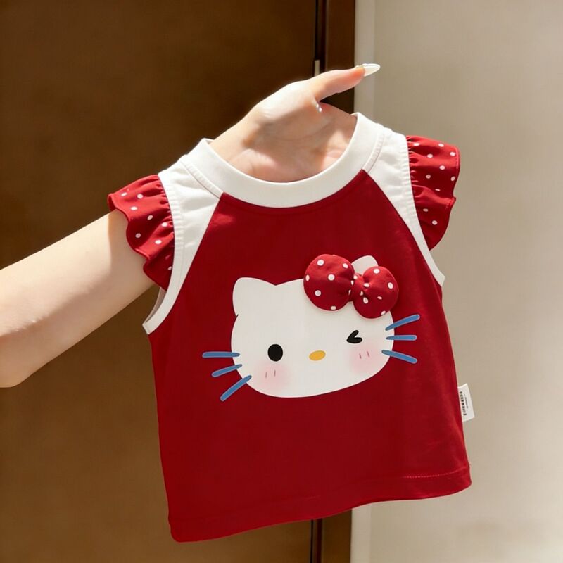 Baby Girl Summer 2026 New Style Cartoon Fashionable Cute Top Girls Casual Sleeveless Three-Dimensional Bow Vest