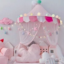 Wall-mounted bedside childrens half-month tent bed curtain mosquito net indoor princess playroom toy house baby reading corner