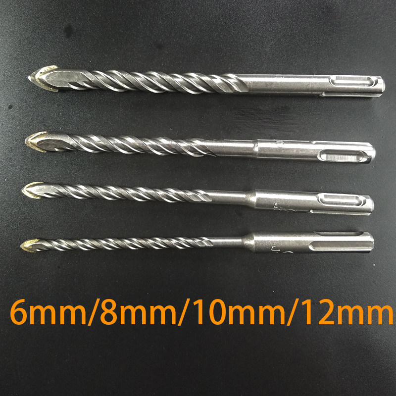 20 new tile glass triangular alloy drill round handle Two-pit two-groove light electric hammer drill special cement wall open