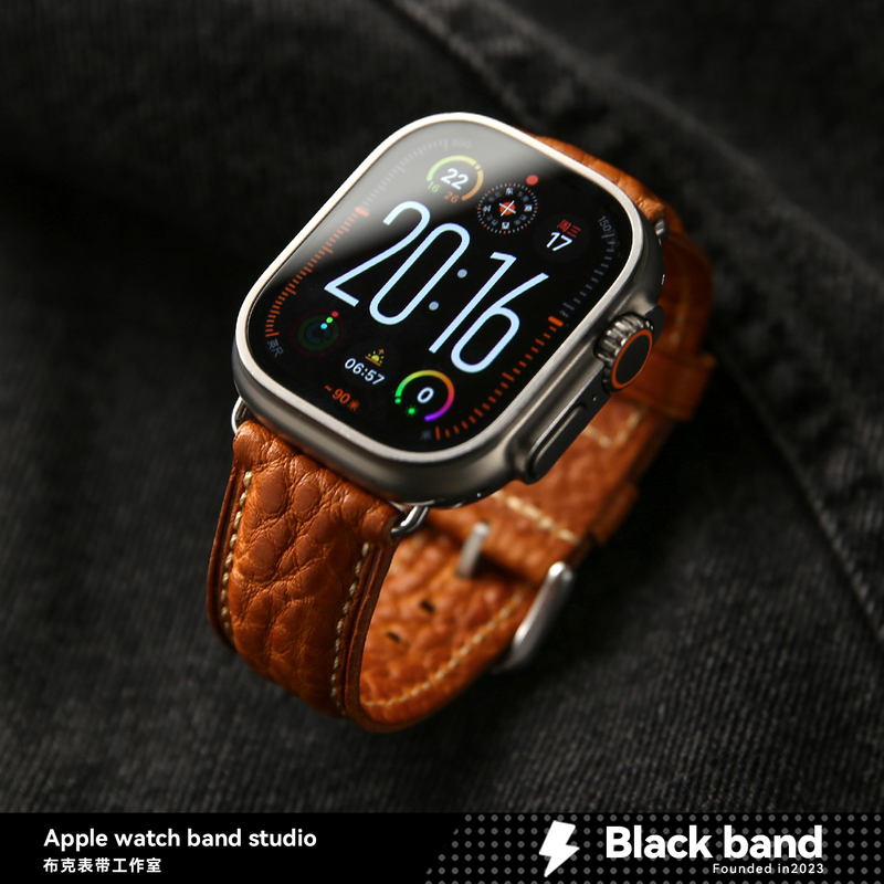 Suitable for S11 Apple Watch Ultra3 Italian Apples10 Genuine Leather S7 Strap S8/S9 Retro iWatch