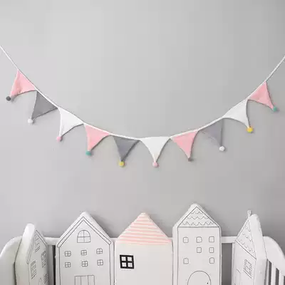 Macaron flannel small colorful flag fabric pennant hanging ornaments children's room decoration tent accessories decoration