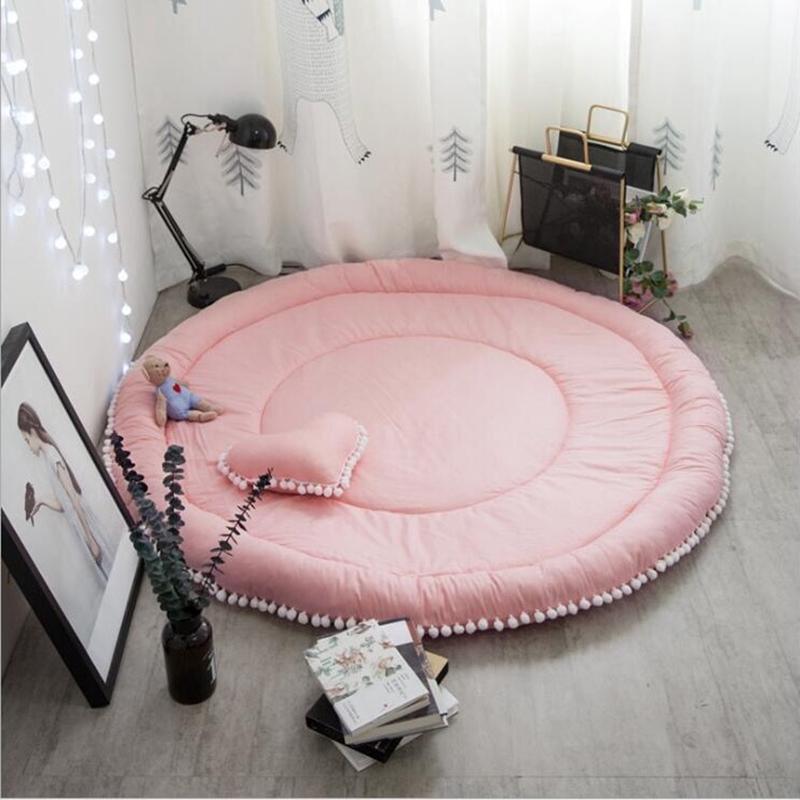 ins Nordic round carpet bedroom living room home ball pad thick baby children crawling pad to send pillow