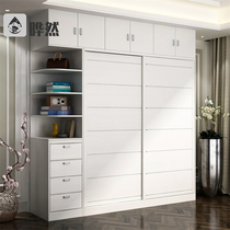 Wardrobe solid wood modern simple economical sliding door assembly custom sliding door Bedroom household wardrobe rental room