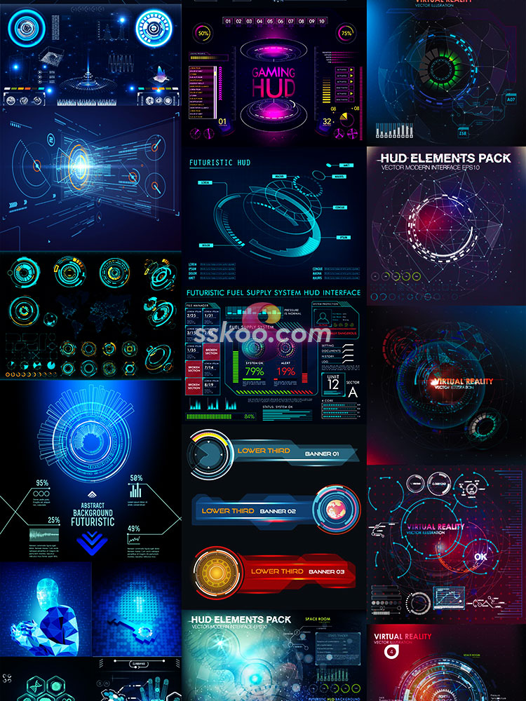HUD界面UI高科技科幻电影数据信息化图表游戏AI矢量设计素材模版插图10