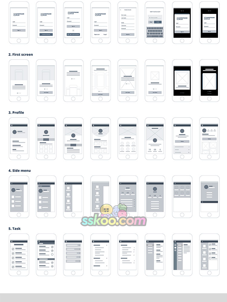 UI界面UX手机APP逻辑线框交互布局流程图PSD设计XD素材Sketch模板插图2