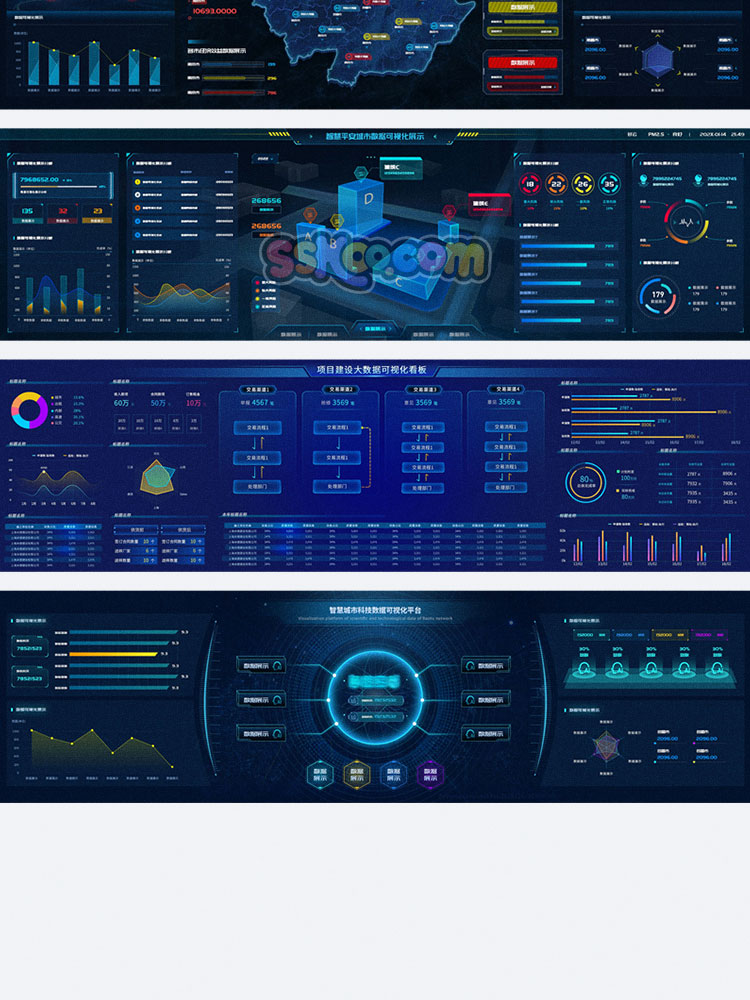 大屏信息数据可视化图表后台管理UI界面iot监控运维PSD模板素材插图8