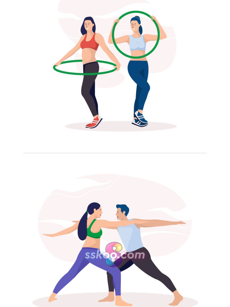 户外健身瑜珈跑步骑车运动插画绘画插图AI矢量SVG设计Sketch素材插图3