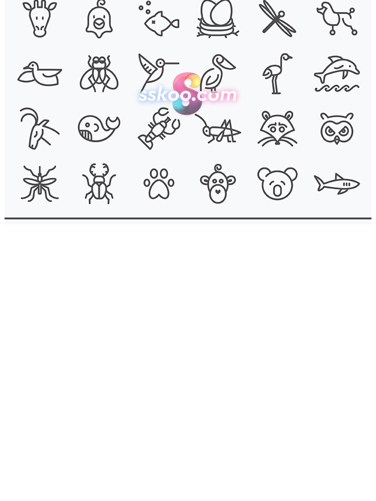 线形线描可爱野生动物APP菜单导航UI图标ICON作品AI矢量设计素材插图4