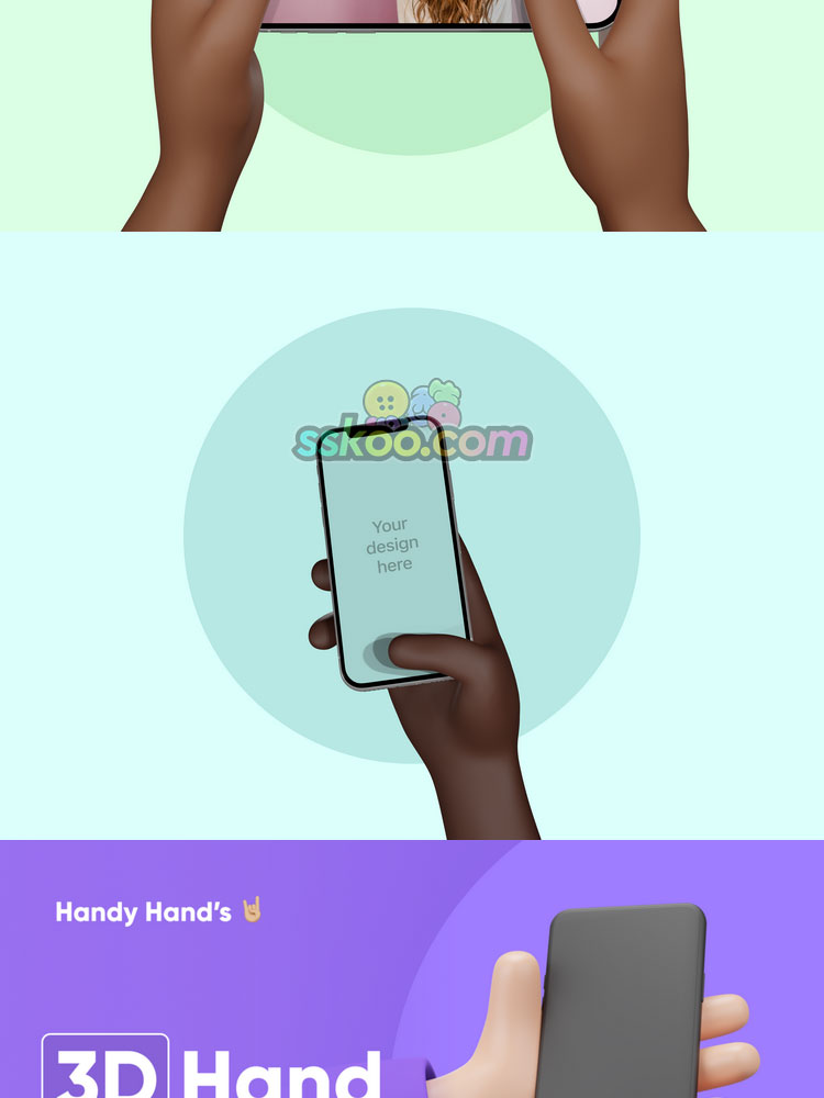 3D立体手势手持iPhone苹果手机UI作品展示sketch样机PSD设计素材插图8