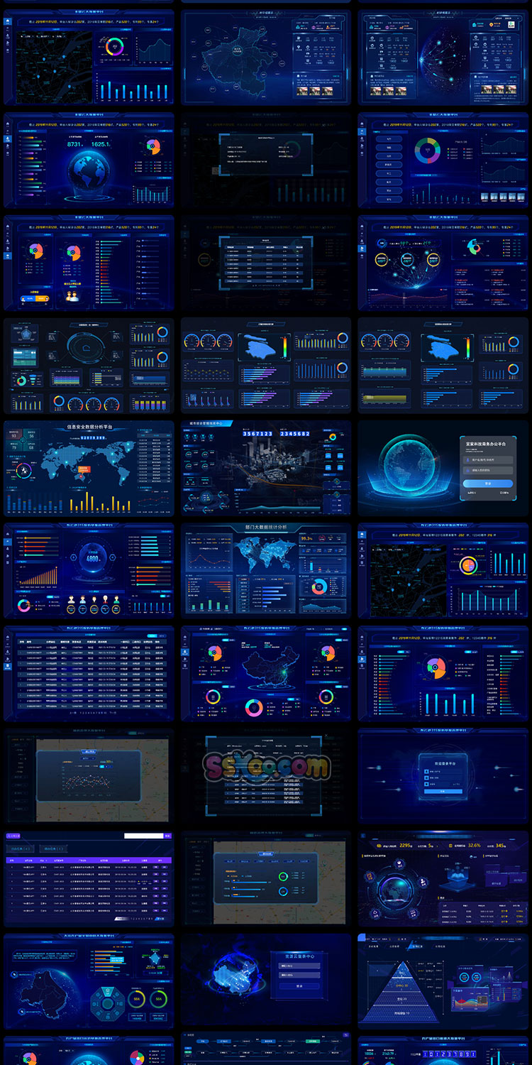 蓝色FUI科幻HUD大屏可视化大数据后台管理UI设界面计素材PSD模板插图5