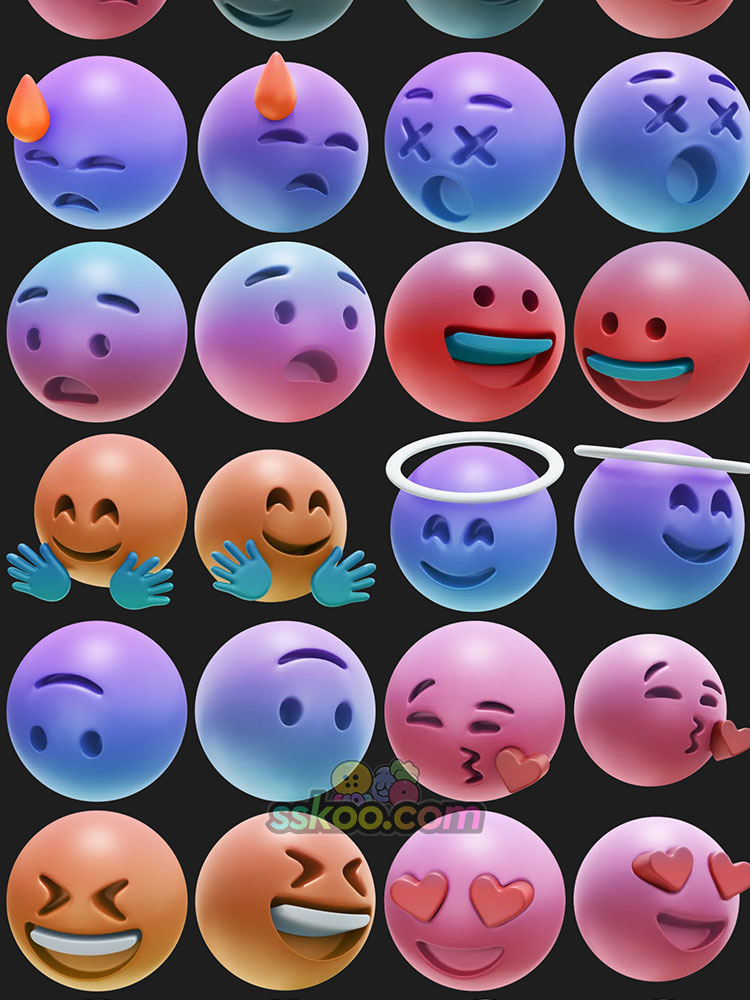 3D立体卡通emoji圆脸笑脸聊天社交表情icon免扣png设计素材图标插图8