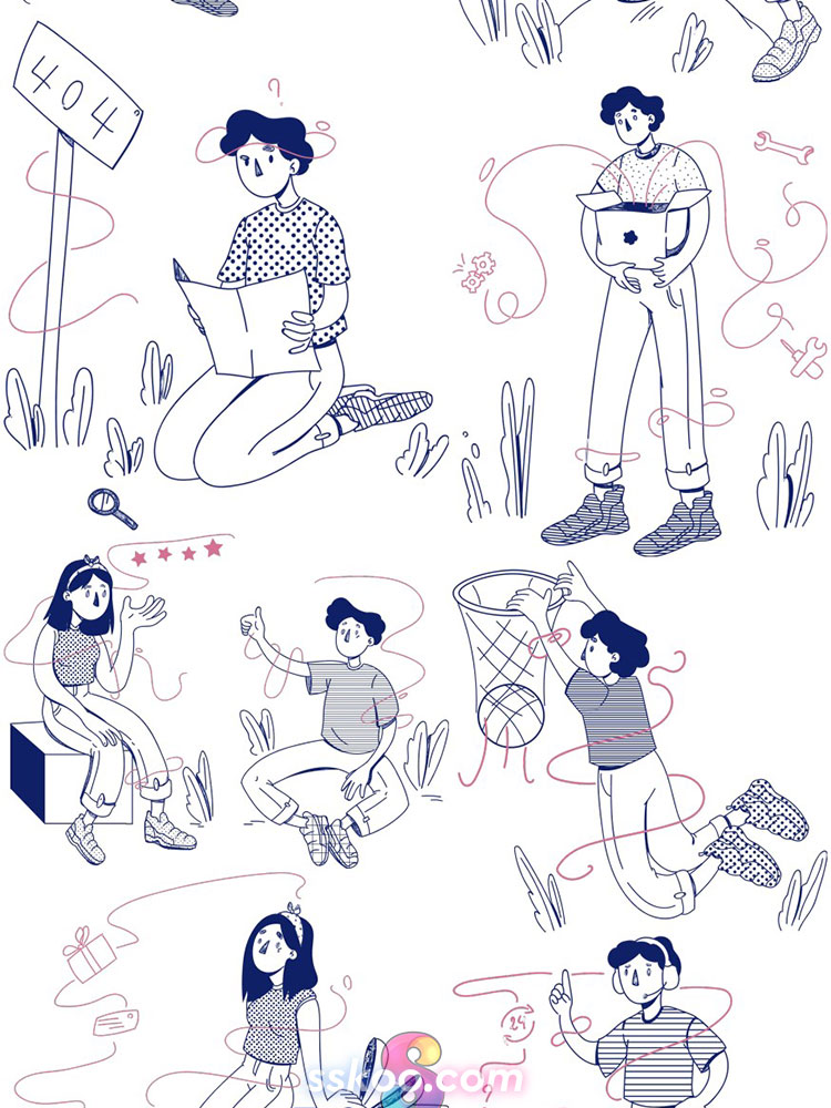 卡通商业线形人物男士女士形象插画绘画AI矢量SVG设计Sketch素材插图6