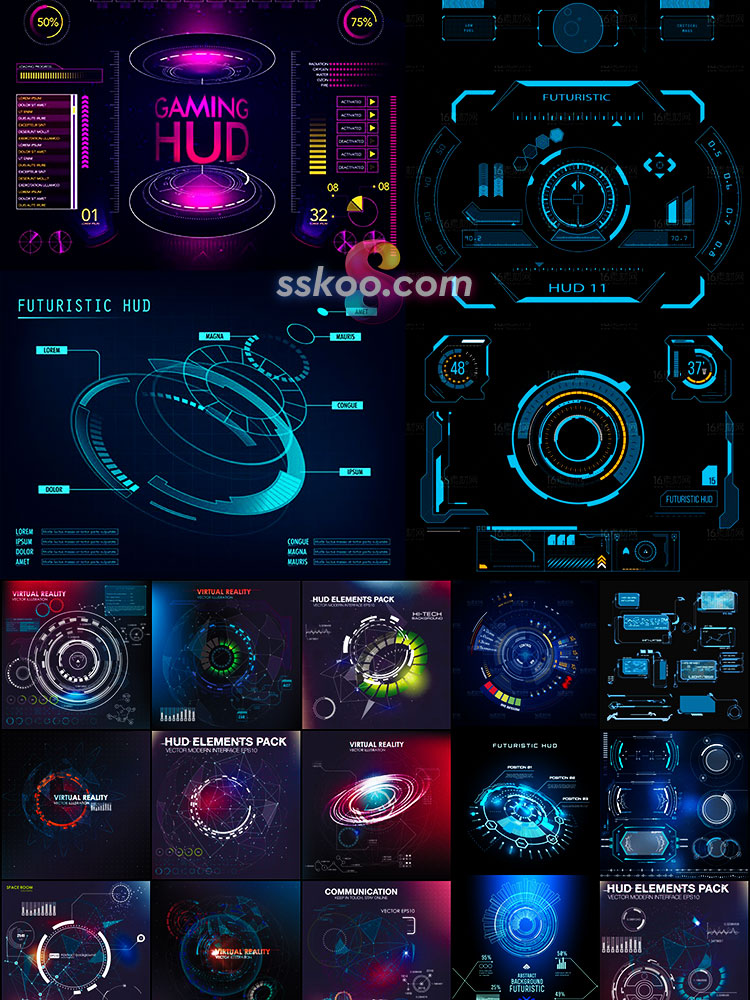 HUD界面UI高科技科幻电影数据信息化图表游戏AI矢量设计素材模版插图6