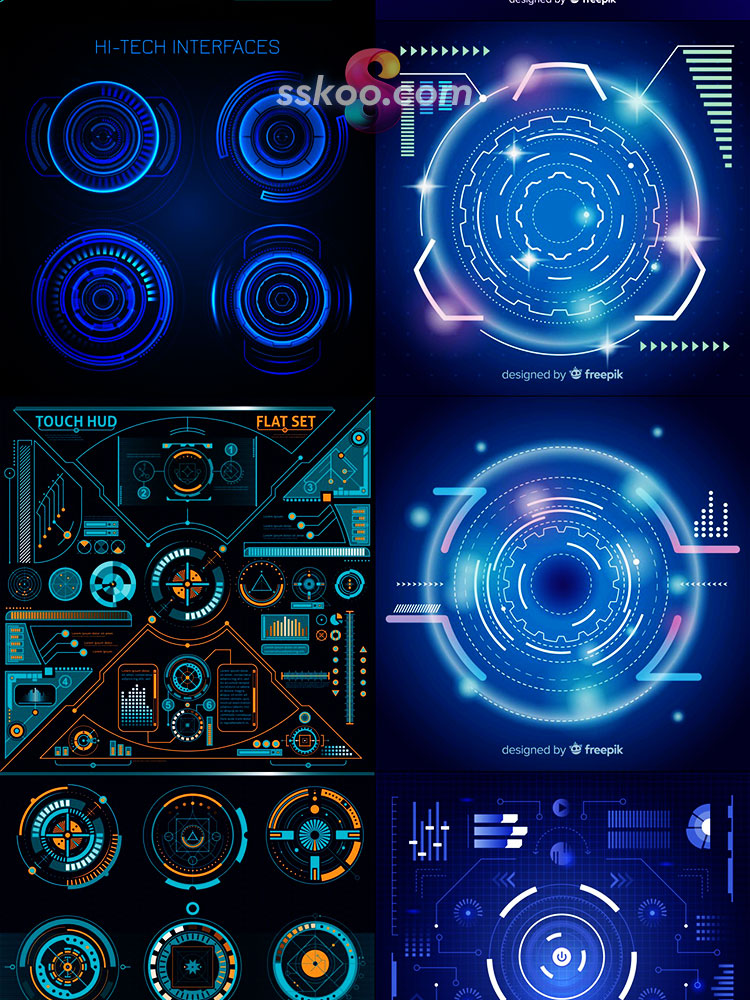 HUD高科技科幻电影数据飞船系统仪表盘屏幕UI界面AI矢量设计素材插图2