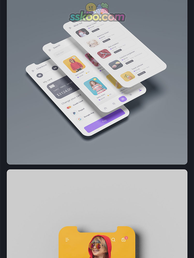 白色白模iPhone手机APP小程序UI界面作品展示贴图样机PSD设计素材插图18