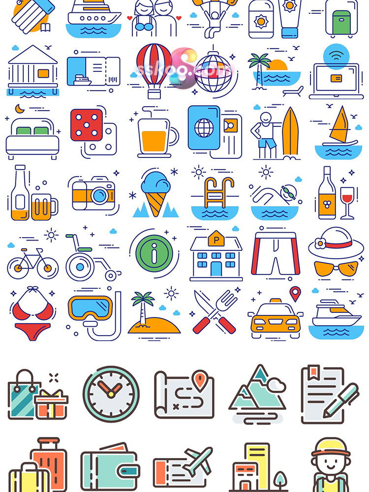 MBE旅游旅行交通户外露营APP UI图标ICON插画AI sketch设计PS素材插图3