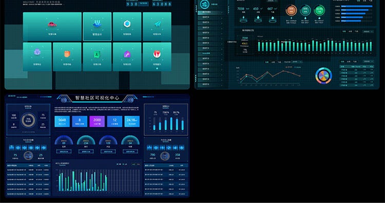 中文大屏大数据可视化智慧城市社区数字统计平台UI后台管理Sketch插图3
