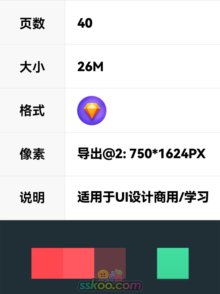 扁平化卡片式多功能黑色APP通用组件库UI设计规范sketch素材模板插图1