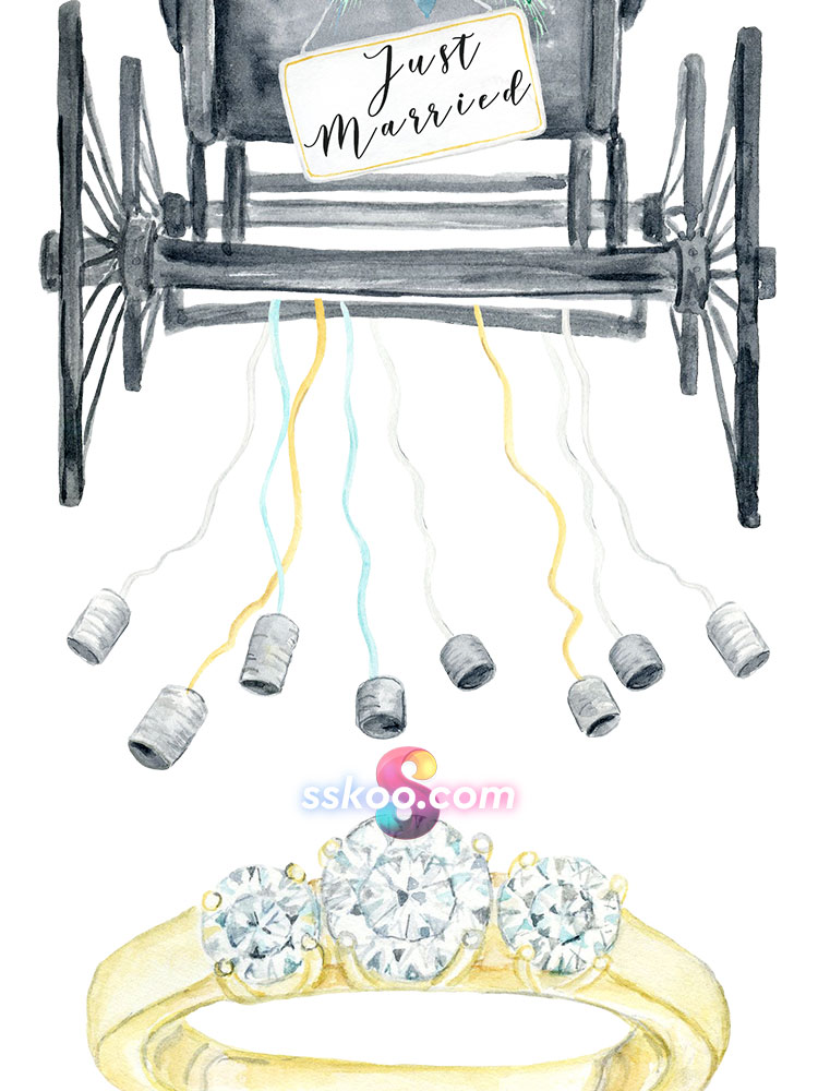 皇家皇冠领结英伦礼帽婚礼马车独角兽手绘水彩剪贴画插画PNG免扣插图6