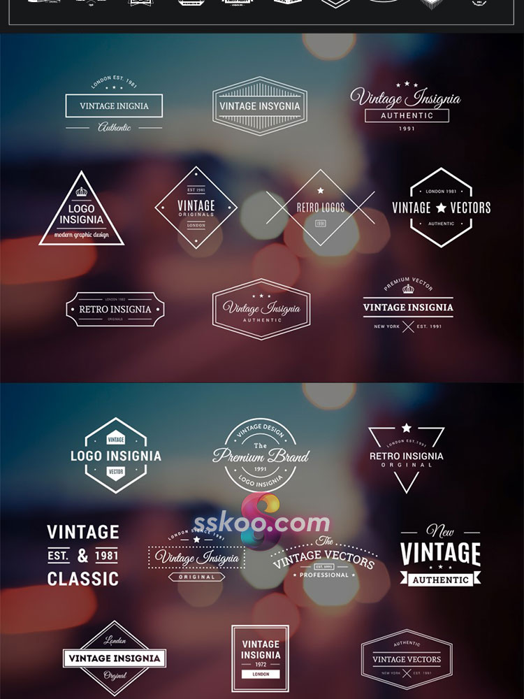 创意英文LOGO标志标签徽标徽章品牌商标VI店标作品AI矢量PSD素材插图7
