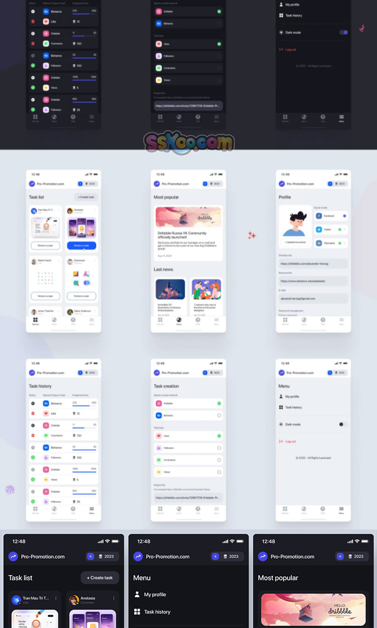 小清新扁平化卡片式内容展示网页网站UI界面设计素材figma模板fig插图3