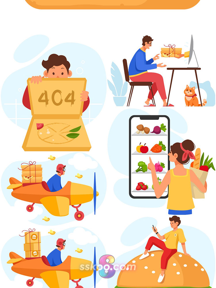 美食送餐饮食餐饮行业人物插画绘画插图AI矢量SVG设计Sketch素材插图5