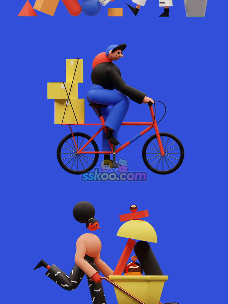 3D立体三维人物角色模型工作办公插图插画blend免扣PNG设计素材插图6
