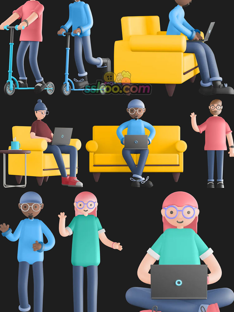 3D立体工程师工人女孩男人工作人物角色PNG插图fig设计素材c4d插图7