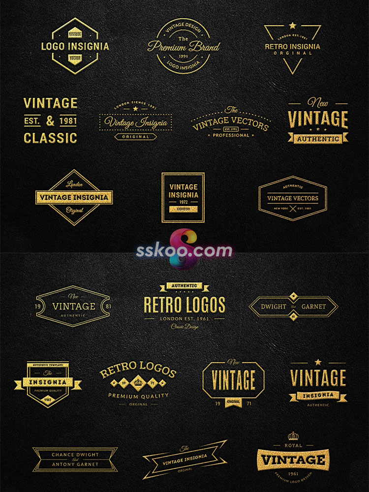 创意英文LOGO标志标签徽标徽章品牌商标VI店标作品AI矢量PSD素材插图2