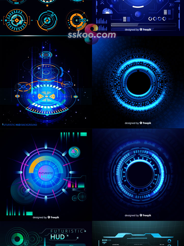 HUD高科技科幻电影数据飞船系统仪表盘屏幕UI界面AI矢量设计素材插图3