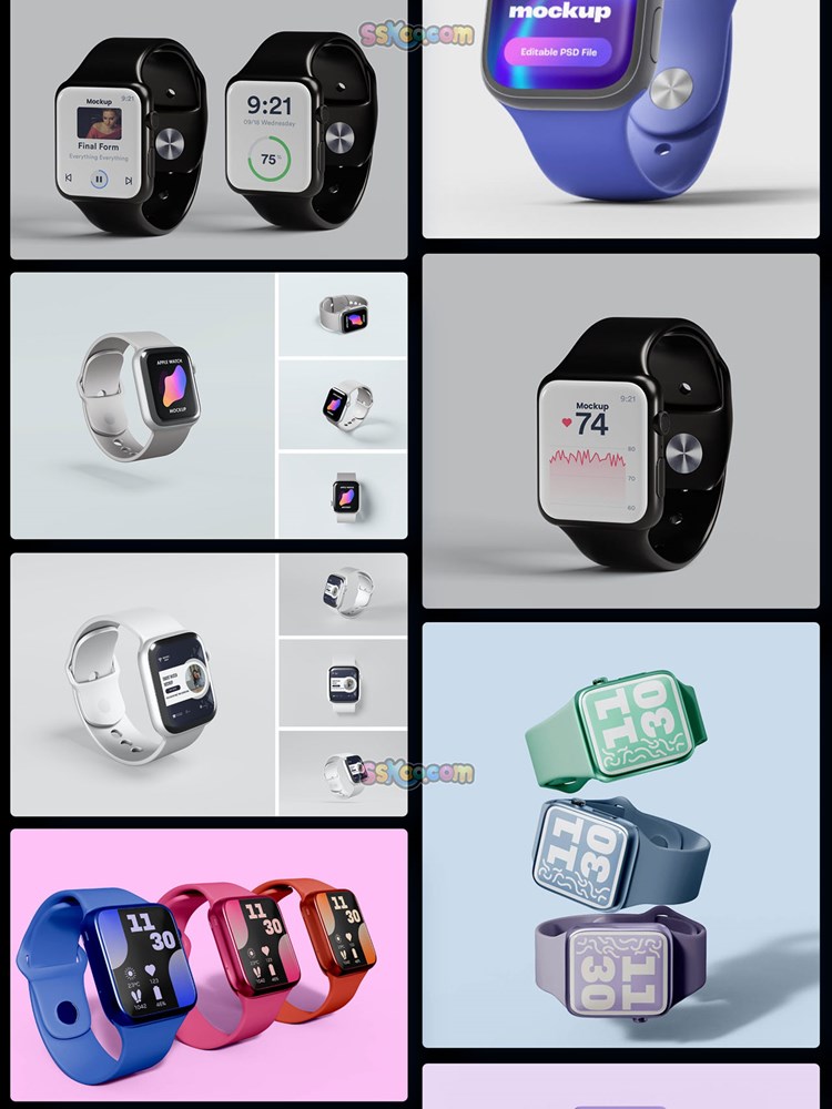 苹果apple watch智能手表UI界面作品展示贴图样机PSD设计模型素材插图3