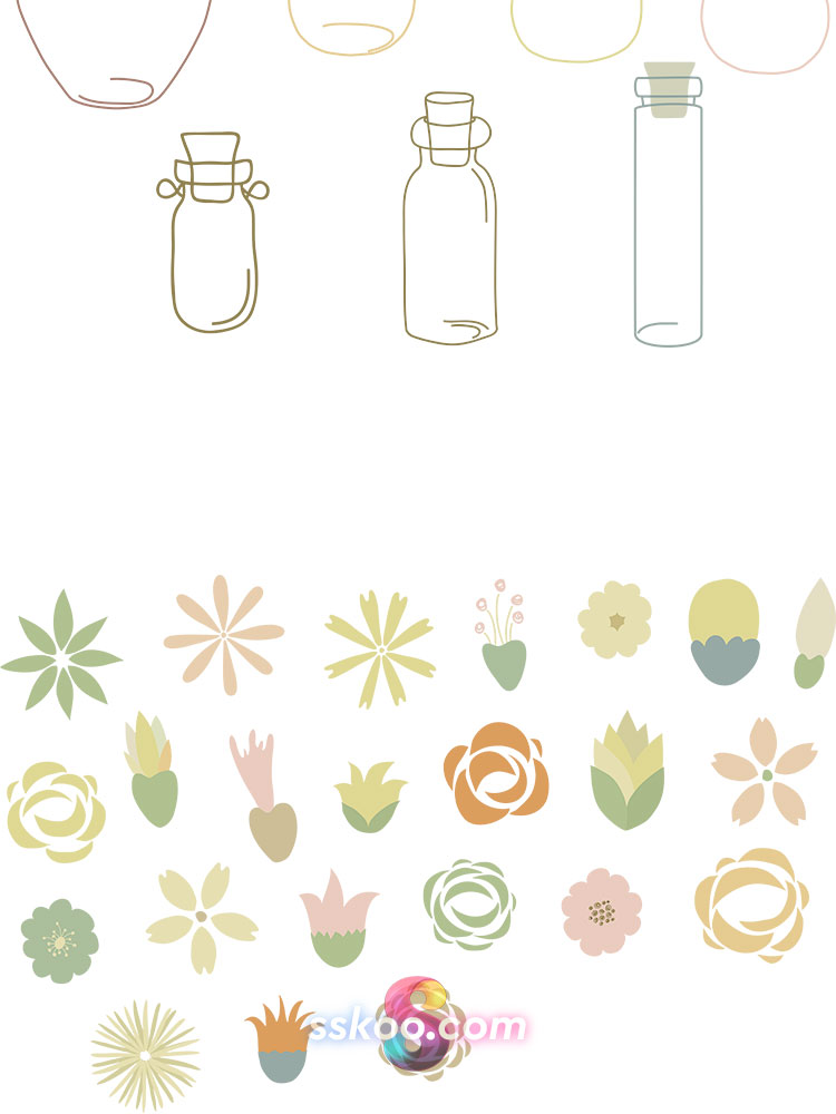小清新花纹鲜花花朵花卉动物植物森系手绘剪贴画插画PNG免扣图片插图10