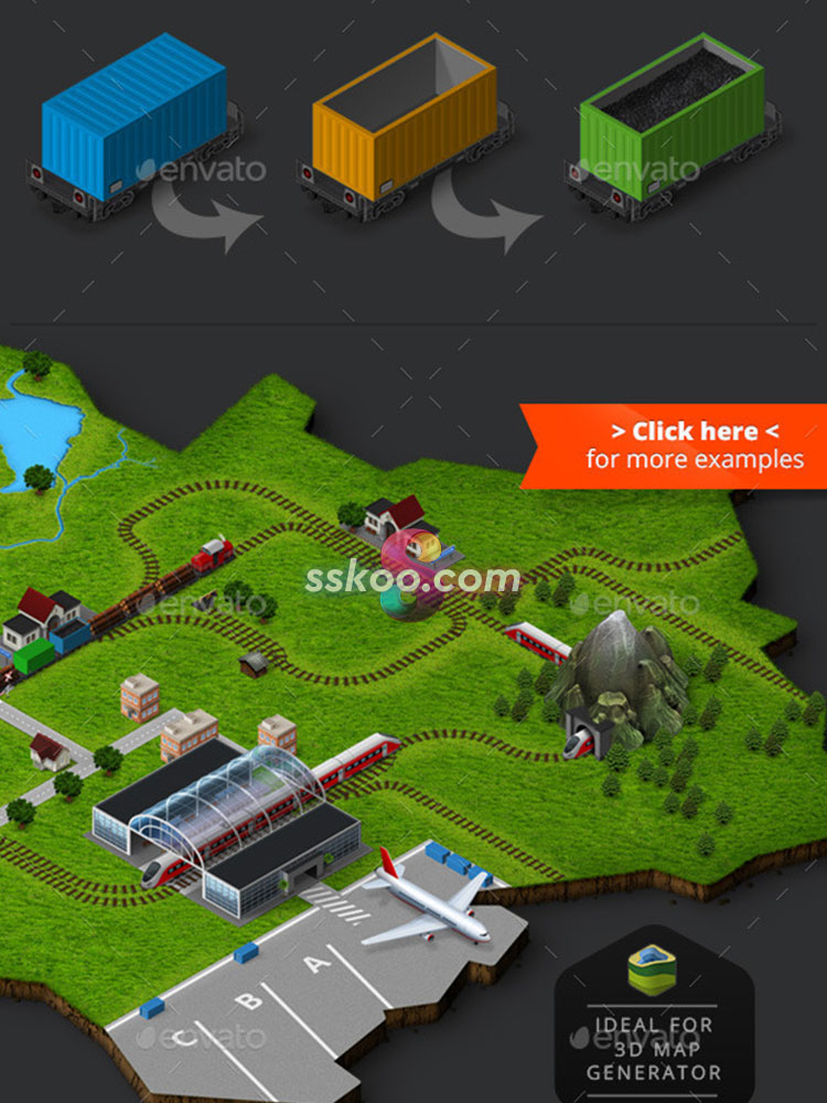 2.5D等距建筑公路人物树木动物定位场景3D立体插画PSD设计PS素材插图11