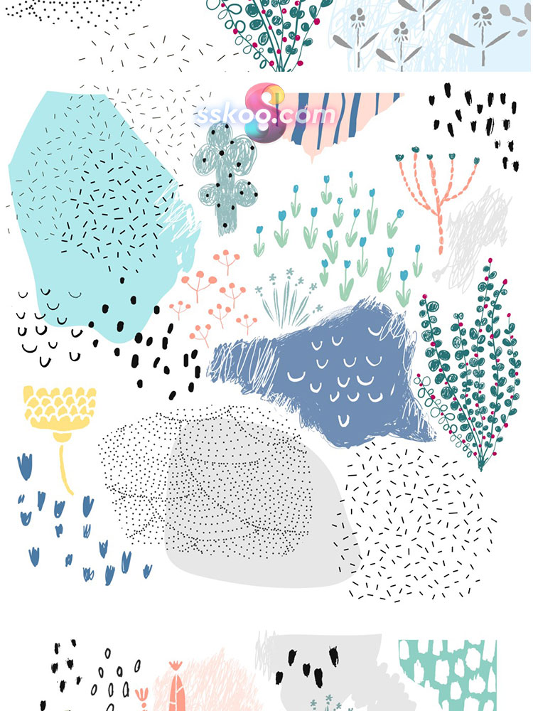 小清新森系植物纹理涂鸦手绘水彩剪贴插画PNG免扣AI设计装饰素材插图16