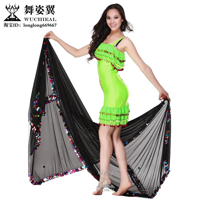 Dance Gesture Wing Belly Leather Dance Scarlet Performance Accessories props Malaya Colour bright sheet Big yarn towels SJ015