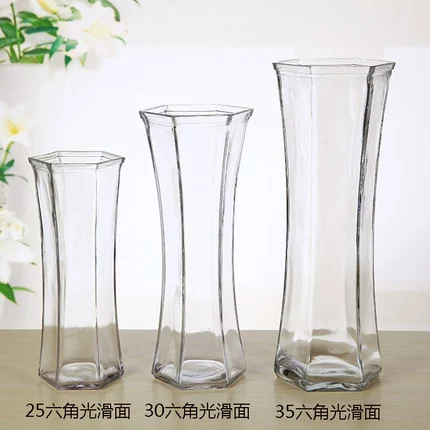 Wealth Bình tre Lục giác Bình để bàn Hoa thủy tinh Trang trí phòng khách Hoa lily Lọ hoa Bình trong suốt - Vase / Bồn hoa & Kệ