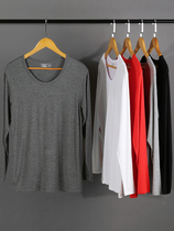 Three-gun mens autumn clothes Modale thin spring autumn blouse single piece close to the bottom middle aged pure cotton warm