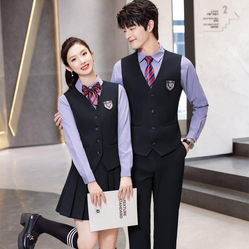 Academy-Style Vest Professional Attire Unisex High-End Club Ktv Hotel Vest Work Uniform Set
