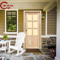 Factory customized solid wood fir log room door baking paint door environmental protection push-pull folding glass bedroom door barn door