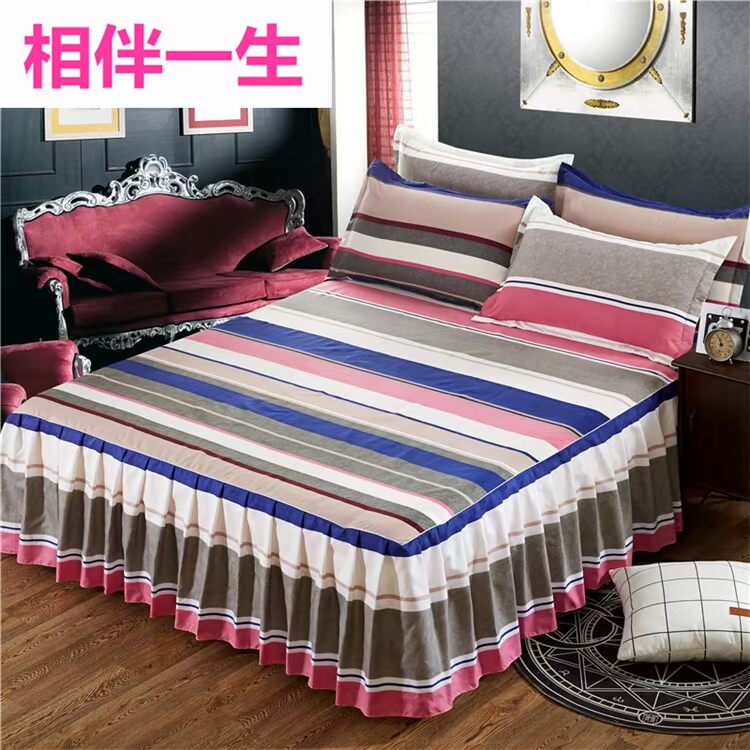 Khăn trải giường bằng vải cotton trải giường đơn mảnh ba mảnh chống bụi 1 m 8 by 2 185 5 lá sen mùa hè váy giường