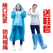 Áo mưa poncho gia cố đơn một lần lướt theo phong cách du lịch mũ dây nút quần mưa cắm trại nam và nữ không thấm nước