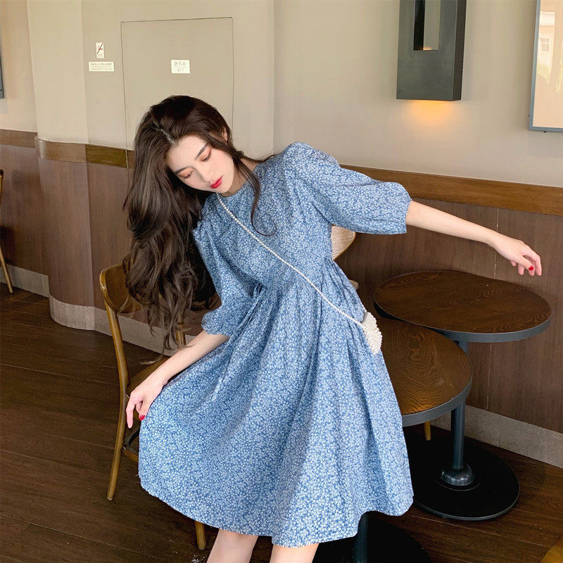 2022 Summer Women's Dress New Summer Captiano Wind Blue Fragrity Goddess Van Fao-Style Little Crowdsourced