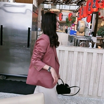 2022 Spring Summer Fashion New port Taste Retro Pink Suit Jacket Casual Fashion Hans temperament 100 hitch