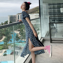 2021 summer dress new floral skirt ankle Mori female French tea break gentle wind can salt sweet dress