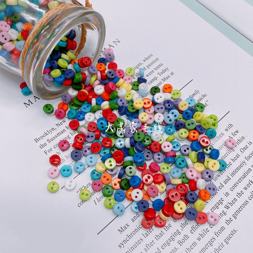 6mm Bread Button Decoration Candy Color Wool Felt Round Patch Various Shapes Random Colors