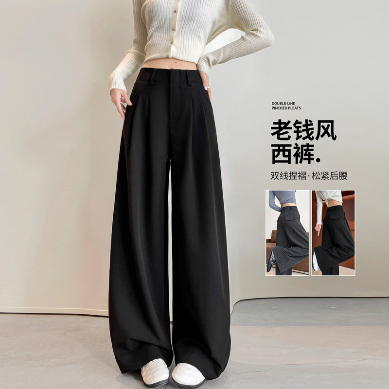 Black Suit Pants for Women, Autumn 2026 New Popular Style, High-Waisted, Straight-Leg, Casual, Relaxed, Wide-Leg Wool Pants