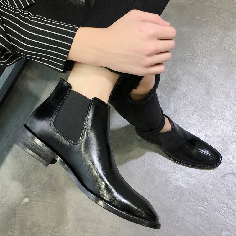 Chelsea boots Men's Inron Winds Short boots Korean version Chaochio 100 hitch high cylinder pointed Martin boots men's leather boots