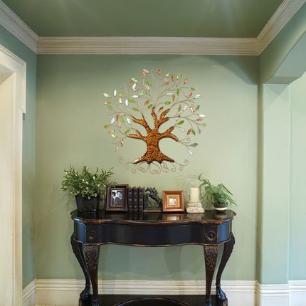 Nordic wall decoration iron art wall hanging wall decoration creative pendant natural shell fortune tree three-dimensional dining room living room decoration