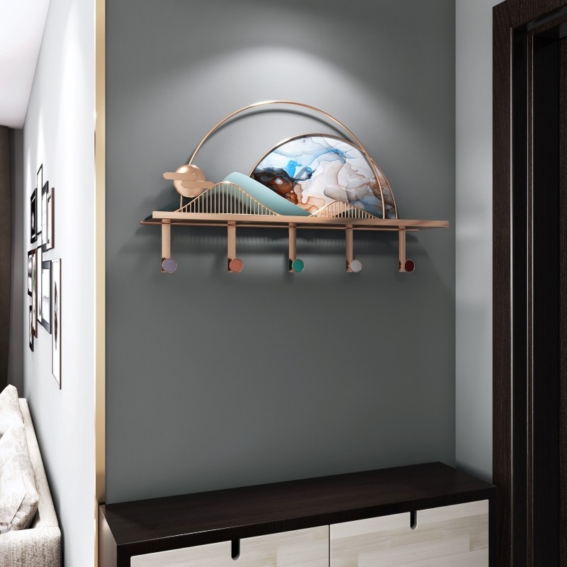 Nordic style creative clothes hook hanging porch shelf simple personality clothes hook metal luxury hook